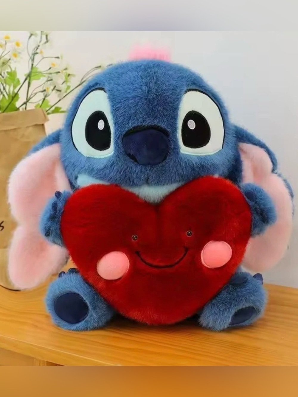 Blue Plush Holding Red Heart - Cute Kids Stuffed Toy